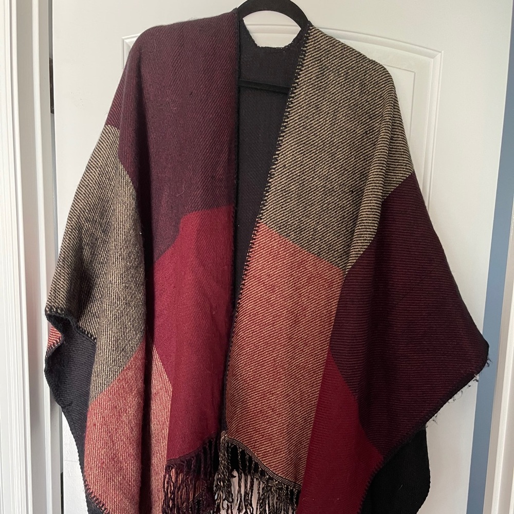 Maroon Plaid Wrap - Mud Pie